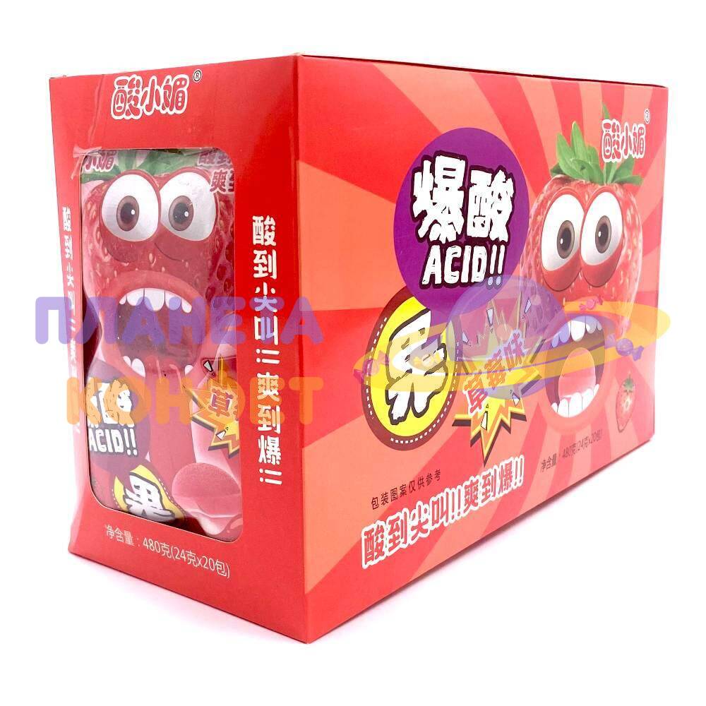 Конфеты кислые из Азии: Кислая карамель Dongxu Acid со вкусом Клубники